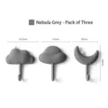 Nebula Grau 3er-Pack Klebehaken in Wolken- und Mondform mit präzisen Größenangaben - 3er-Set / Grau