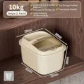 Beige 10kg feuchtigkeitsbeständiger versiegelter Reisbehälter mit Klappdeckel und Messbecher - 10kg (Mit Rollen) / Gebrochenes Weiß