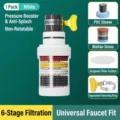 White universal faucet water filter 1-pack with 6-layer filtration and splash-proof design. - Non-Rotating-White / 1 Piece