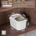 Weißer 5kg luftdichter Reisbehälter mit Schiebedeckel und inklusivem Messbecher - 5kg (Ohne Rollen) / Gebrochenes Weiß
