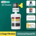 White 360-degree rotating faucet water filter with 6-stage filtration system - 360 Rotation-White / 1 Piece