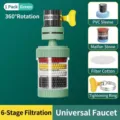 Green 360-degree rotating faucet water filter with 6-layer filtration system - 360 Rotation-Green