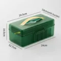 Green semi-transparent desktop cable organizer box with handle and dimension markings - Transparent Green