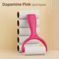 Dopamine pink standing lint roller for clothes with 50-sheet tearable adhesive roll set - 1 Roll / Dopamine Pink