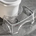 Modern transparent acrylic toilet squat stool for bathroom with anti-slip texture and fashion logo - Clear