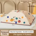 Beige foldable insulated food cover with polka dot vegetable pattern 70x50cm - Rectangular - Polka Dot Vegetable (50*70cm) / Beige