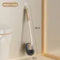 Khaki wall-mounted toilet brush with long handle and soft bristles for deep bathroom cleaning - 1 Piece / Khaki