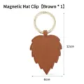Brown leaf-shaped magnetic hat clip for travel bag with stylish gold ring - Leaf Brown / Magnetic Style