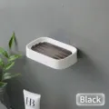 Wall-mounted double-layer drainage soap dish in black and white minimalist finish - Black