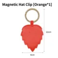 Orange leaf-shaped magnetic hat clip with gold textured ring for travel hat storage - Leaf Orange / Magnetic Style