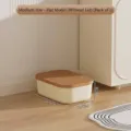 Medium flat cream-style home storage box in beige and brown finish, size 24.5x17.5x8cm - Medium - Flat (Without Lid)