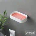 Orange double-layer draining soap dish for bathroom with wall-mounted adhesive design - Orange