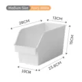Ivory white plastic storage bin, medium size with slanted opening for cabinet organization - M / White