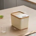 Conteneur à riz blanc crème, capacité 5 kg, avec couvercle coulissant - 5KG (10 Jin) / Blanc Crème