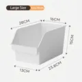 Large ivory white sloped plastic storage bin for cabinet organization and desktop storage - L / White