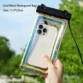 Universal iridescent laser waterproof phone pouch case with cool black seal for swimming - 11.5x23cm / Cool Black
