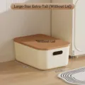 Large cream style storage box without lid 35x24.5x14.5cm for home organization - Large - Tall (Without Lid)