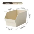 Large cream yellow plastic storage bin with slanted opening for cabinet organization - L / Creamy Yellow