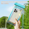 Laser blue holographic waterproof phone pouch for swimming and snorkeling outdoors - 11.5x23cm / Metallic Blue