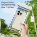 Iridescent waterproof phone bag in elegant white, 11.5x23cm for swimming - 11.5x23cm / Elegant White