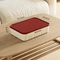 Cream and red stackable storage box with lid, 35.5x24.8x8.8cm size - Milk Yellow + Red (Large Flat with Lid)