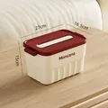 Elegant cream-style stackable household storage box with red lid, 27x16.5x15cm size - Milk Yellow + Red (Small Tall with Lid)