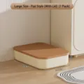 Large cream style stackable storage box with lid, 35x24.5x7cm - Flat Style (With Lid) / L