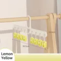 Lemon yellow bear-themed multi-clip sock hanger for kids and baby clothes, stackable design - Bear 8-Clip Style / Lemon Yellow
