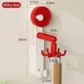 Wall-mounted kitchen rotating suction cup hook in creamy red with precise dimensions shown - 6-Claw Rotating Hook / Creamy Red