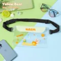 Clear waterproof phone waist bag with adjustable strap and cute yellow bear motif - Little Bear (Warm) / Small Size / Yellow