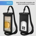 Pochette étanche noire universelle pour téléphone avec cordon pour écrans jusqu'à 7,2 - Grande Taille / Noir