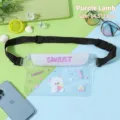 Transparent waterproof phone waist bag with purple lamb pattern and adjustable belt - Little Sheep (Sweet) / Small Size / Purple