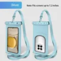Pochette étanche bleu clair pour téléphone avec support écran tactile pour 7,2 pouces - Grande Taille / Bleu