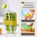 Portable green ice cube mold bottle with straw for outdoor fitness and home use - Style A With Straw And Strap / Large Size 800 / Green