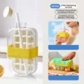 White press-type ice cube tray bottle with straw and silicone mold for sports activities - Style A With Straw And Strap / Large Size 800 / White
