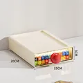 Cream white stackable drawer storage box with red handle, 20x15x5cm dimensions shown - Small (20*15*5cm) / Red