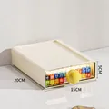 Cream white drawer storage box with round yellow handle and clear window - Small (20*15*5cm) / Yellow