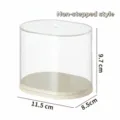Premium transparent oval blind box display case, no-step style, size 11.5x8.5x9.7cm - Flat Style (With Adhesive Pads) / 11.5x8.5x9.7cm / Clear