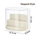 Transparent acrylic display case with 2-tier stepped base for collectibles, 11.5x8.5x9.7cm - Tiered Style (With Adhesive Pads) / 11.5x8.5x9.7cm / Clear