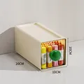 Cream-colored stackable drawer storage box with green round handle, 20x10x10cm size - Medium (20*10*10cm) / Green