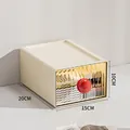 Minimalist cream-colored drawer storage box with red round handle and fluted front panel - Large (20*15*10cm) / Red