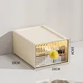 Stackable cream drawer storage box with yellow handle and ribbed transparent front, 20x15x10cm - Large (20*15*10cm) / Yellow