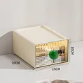 Cream stackable drawer storage box with green round handle, dimensions 20x15x10cm - Large (20*15*10cm) / Green