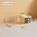 Cremegelber Schreibtisch-Organizer mit Buchstützen und Schubladen, 37 cm Länge Büroablage. - JW2130 Mit Aufbewahrungsbox / Gelb