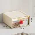Cream drawer storage box with large red handle, size 20x20x10cm, for desk organization - Extra Large (20*20*10cm) / Red
