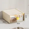 Cream drawer storage box with yellow handle and vertical textured front panel, 20x20x10cm. - Extra Large (20*20*10cm) / Yellow