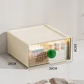 Cream drawer storage box with green ball handle, stackable organizer 20x20x10cm - Extra Large (20*20*10cm) / Green
