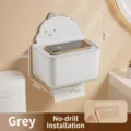 Cute grey wall-mounted dinosaur tissue box with top shelf, no-drill 18.5x12x20cm. - Basic Style / Gray