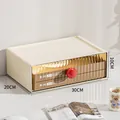 Creamy-white stackable desktop storage drawer with decorative red handle, size 30x20x10cm - Super Large (30*20*10cm) / Red