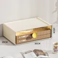 Cream desktop drawer storage box with fluted transparent front and yellow knob 30cm - Super Large (30*20*10cm) / Yellow